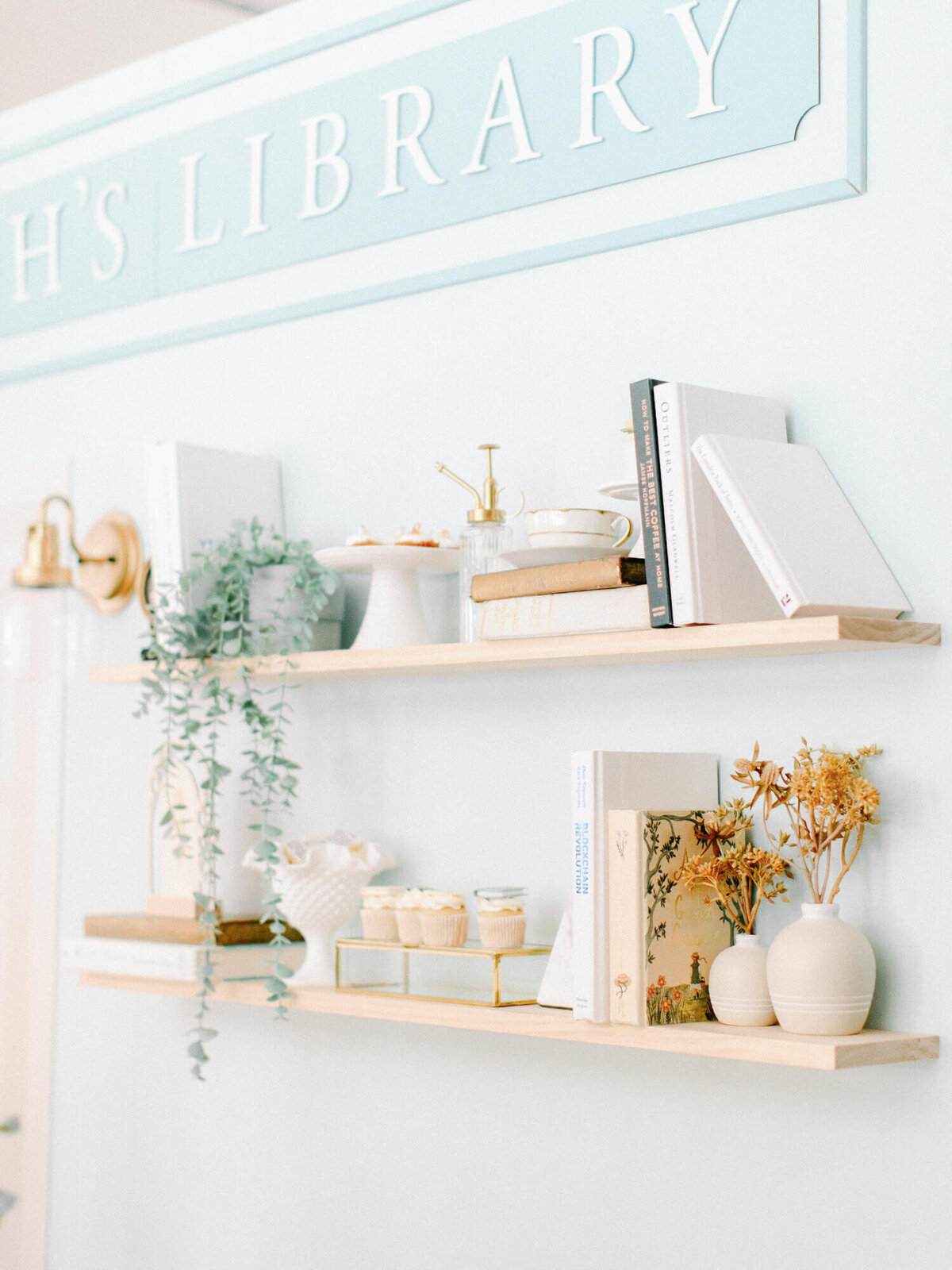 library book shelf for kid's first birthday 