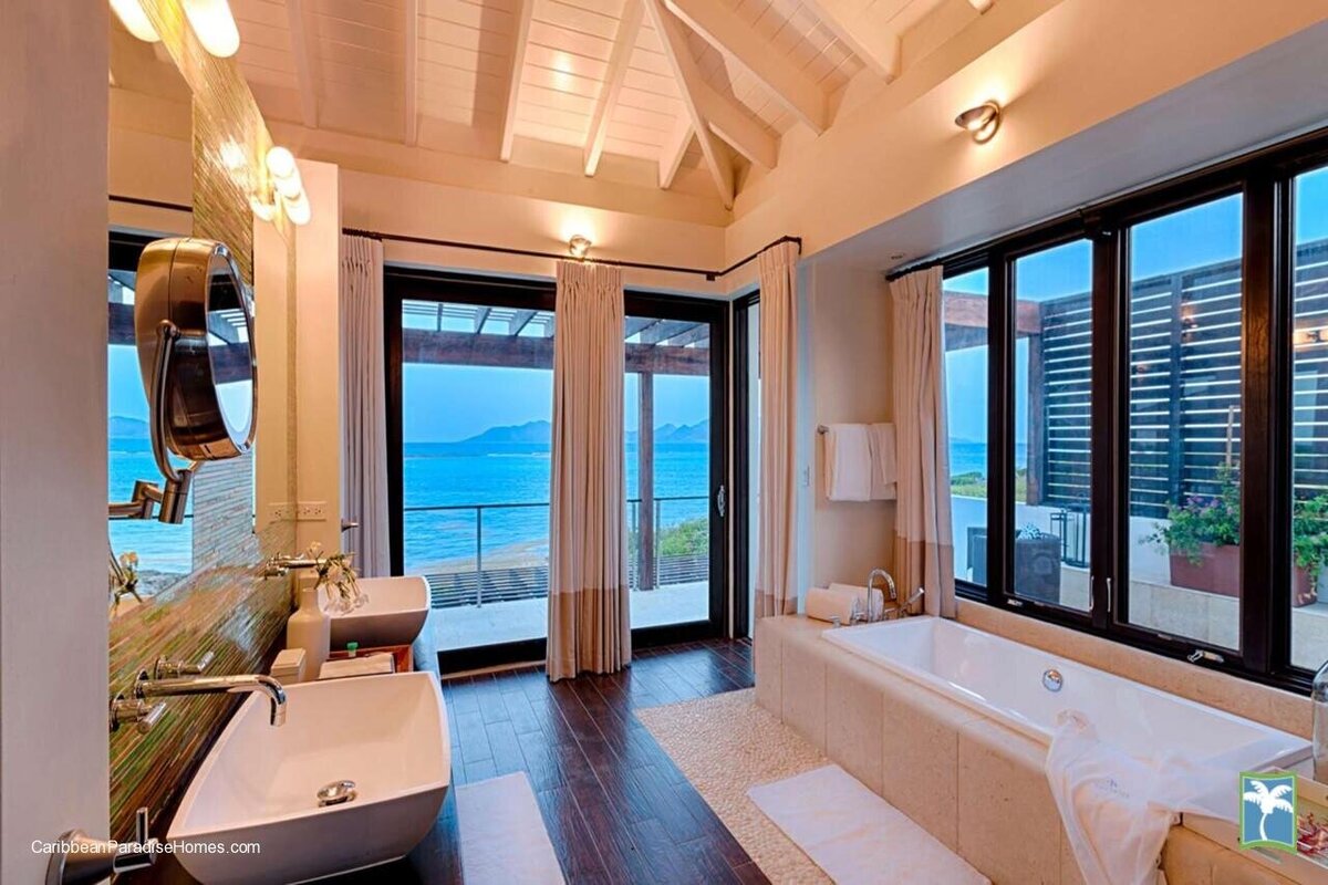 Bathroom in villa over looking the water