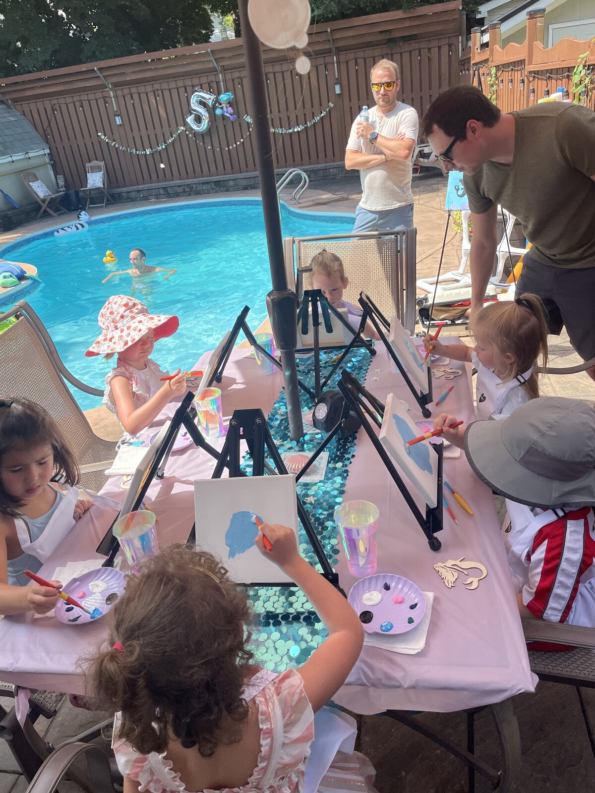 Children painting at a mobile birthday paint party hosted by Young at Art in Ontario