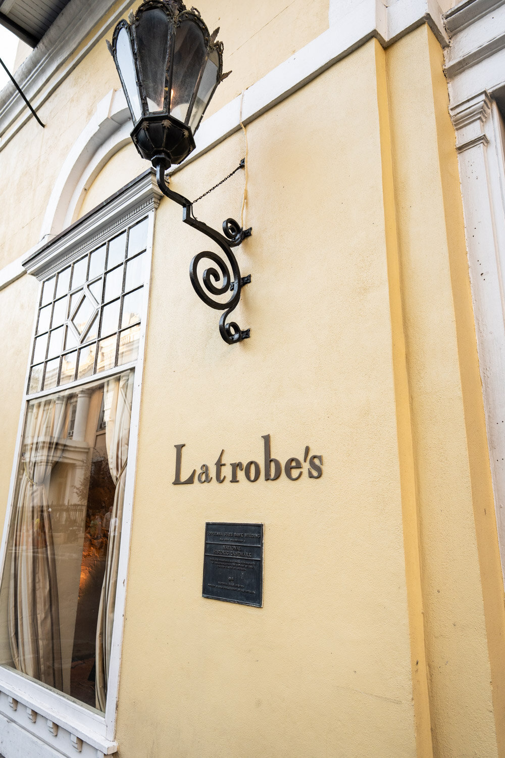 Closeup of Latrobe's sign at entrance