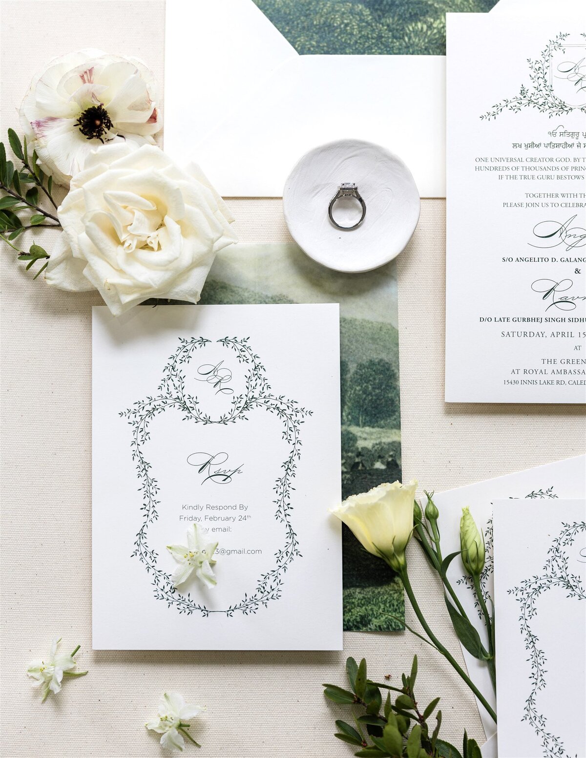 Greenery inspired Ivory wedding invitation 6