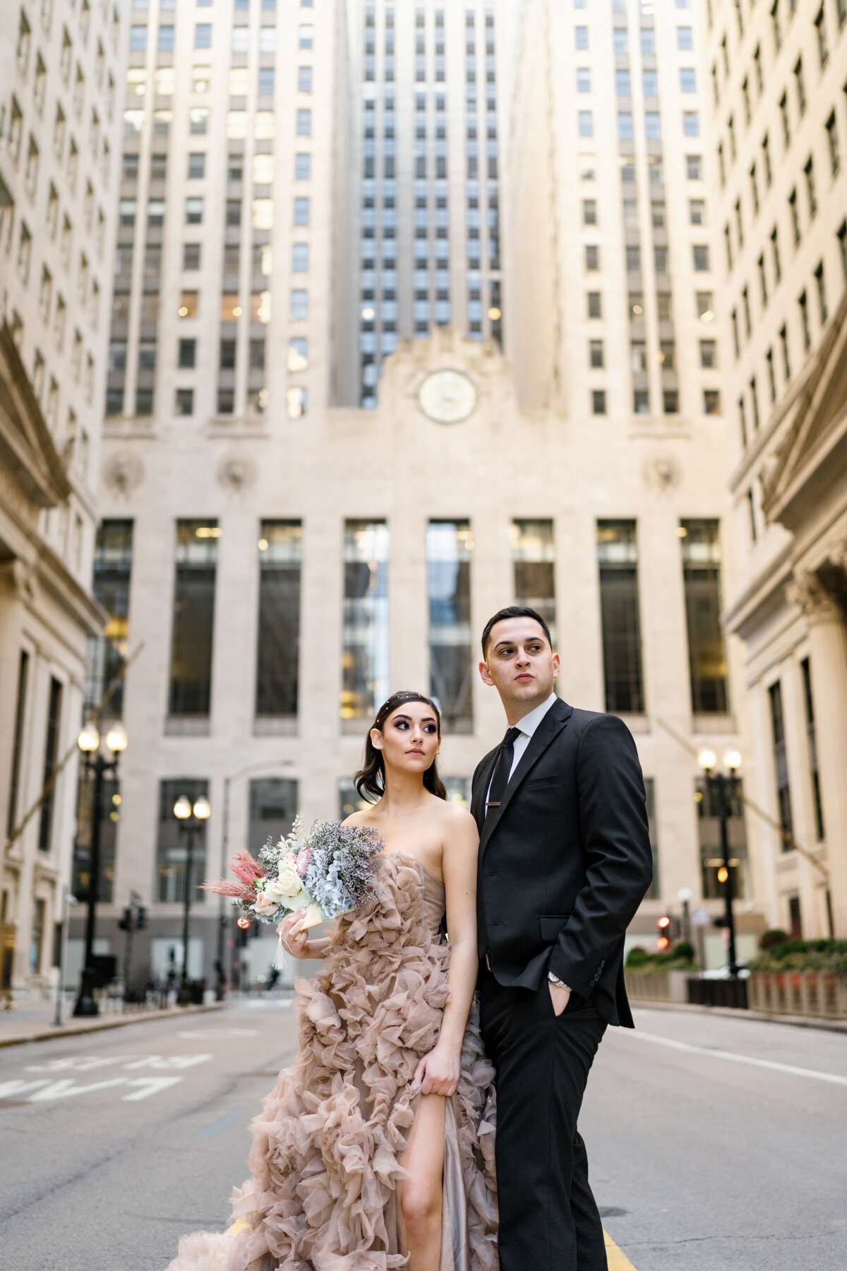 Aspen-Avenue-Chicago-Wedding-Photographer-Rookery-Engagement-Session-Histoircal-Stairs-Moody-Dramatic-Magazine-Unique-Gown-Stemming-From-Love-Emily-Rae-Bridal-Hair-FAV-63