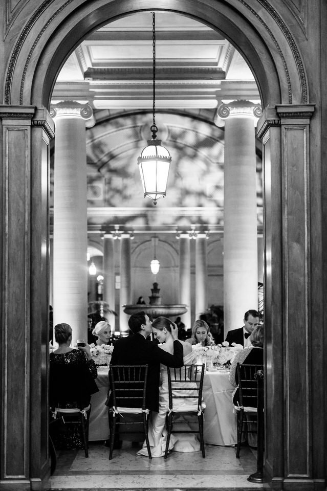 reception space for a wedding at the frick museum in nyc