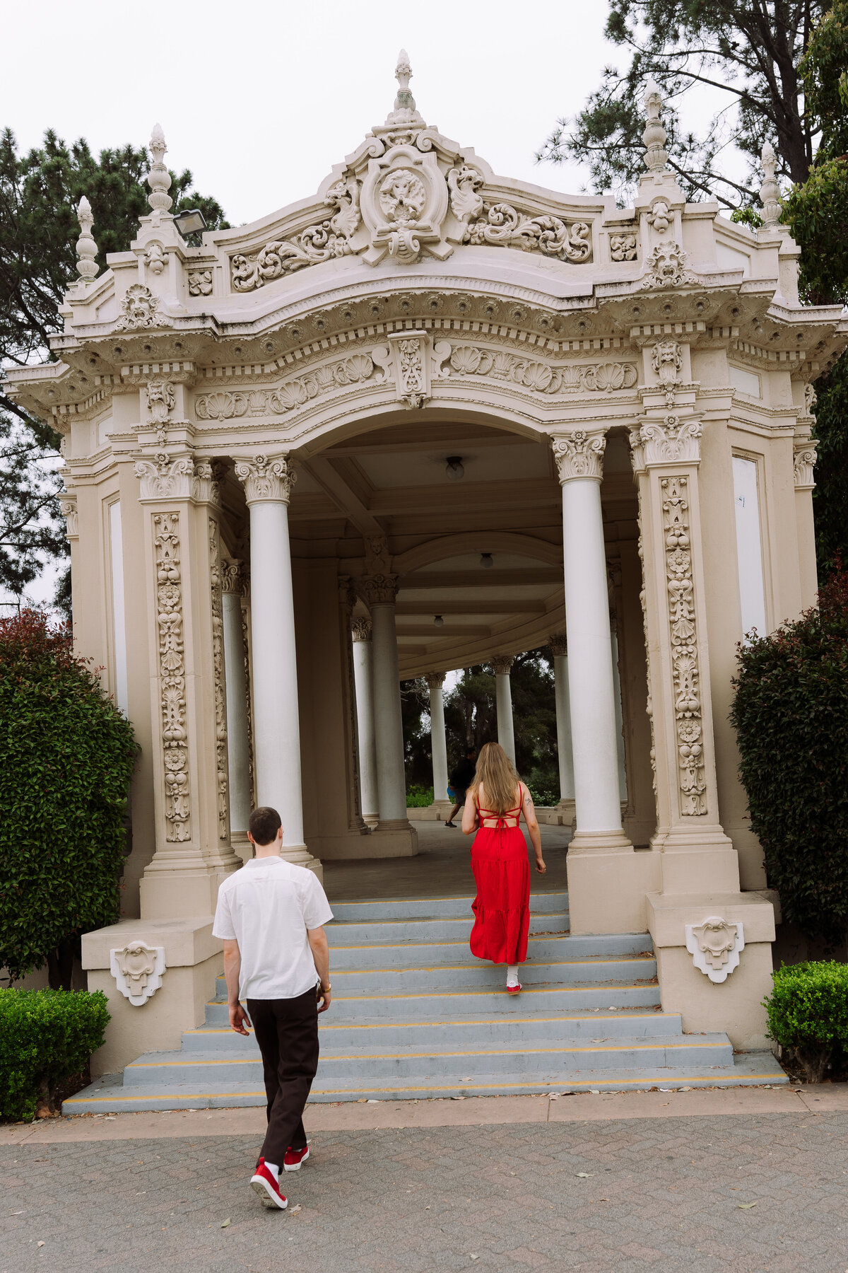 couple walking up stairs