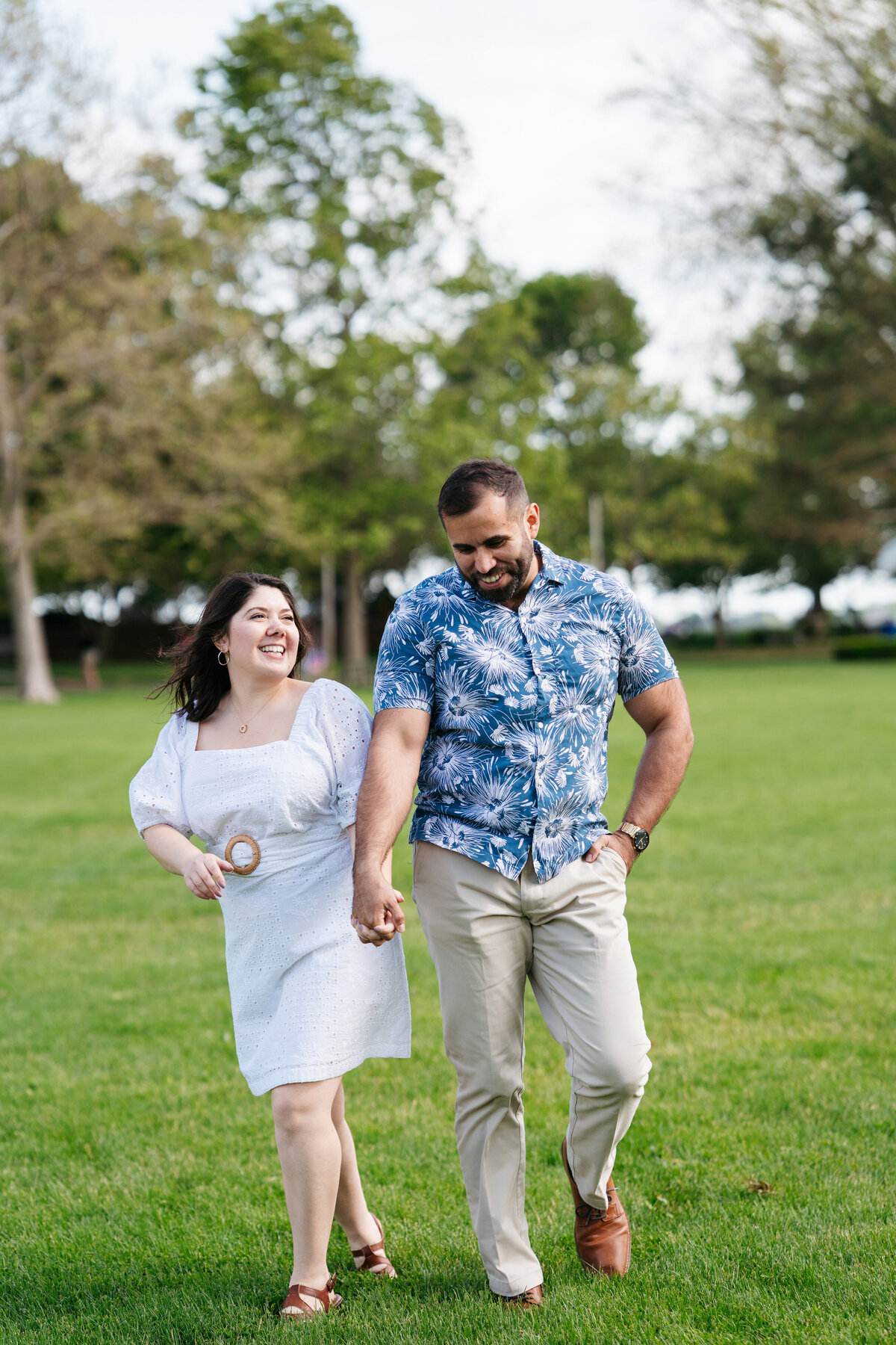 Natural light engagement portrait at Lynch Park’s rose garden in Beverly, Massachusetts