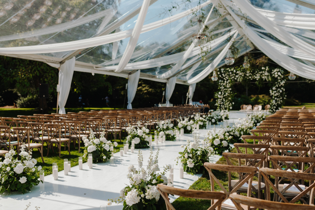 outdoor-garden-hindu-wedding-ceremony-tent-mandap-aisle-florals