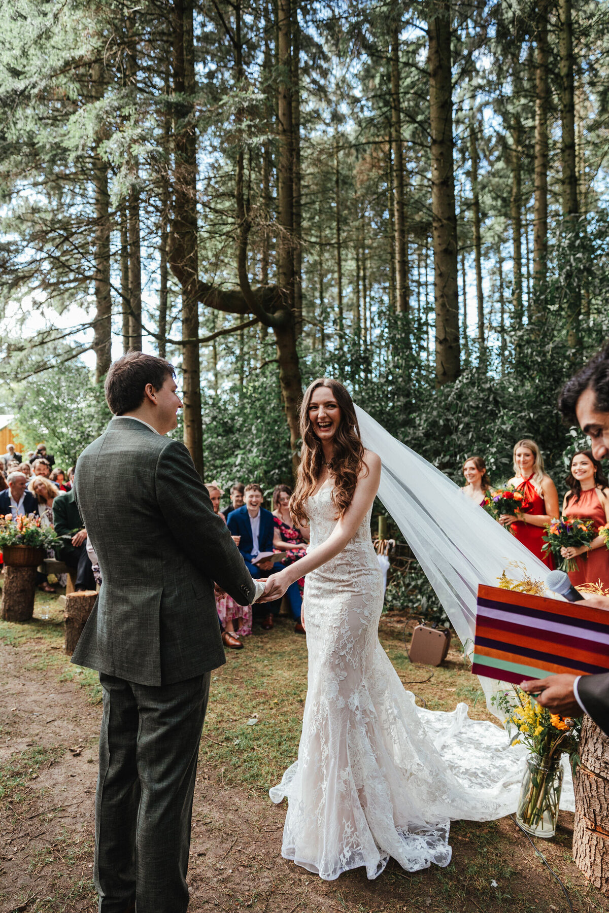 Outdoor woodland wedding ceremony in North Leeds