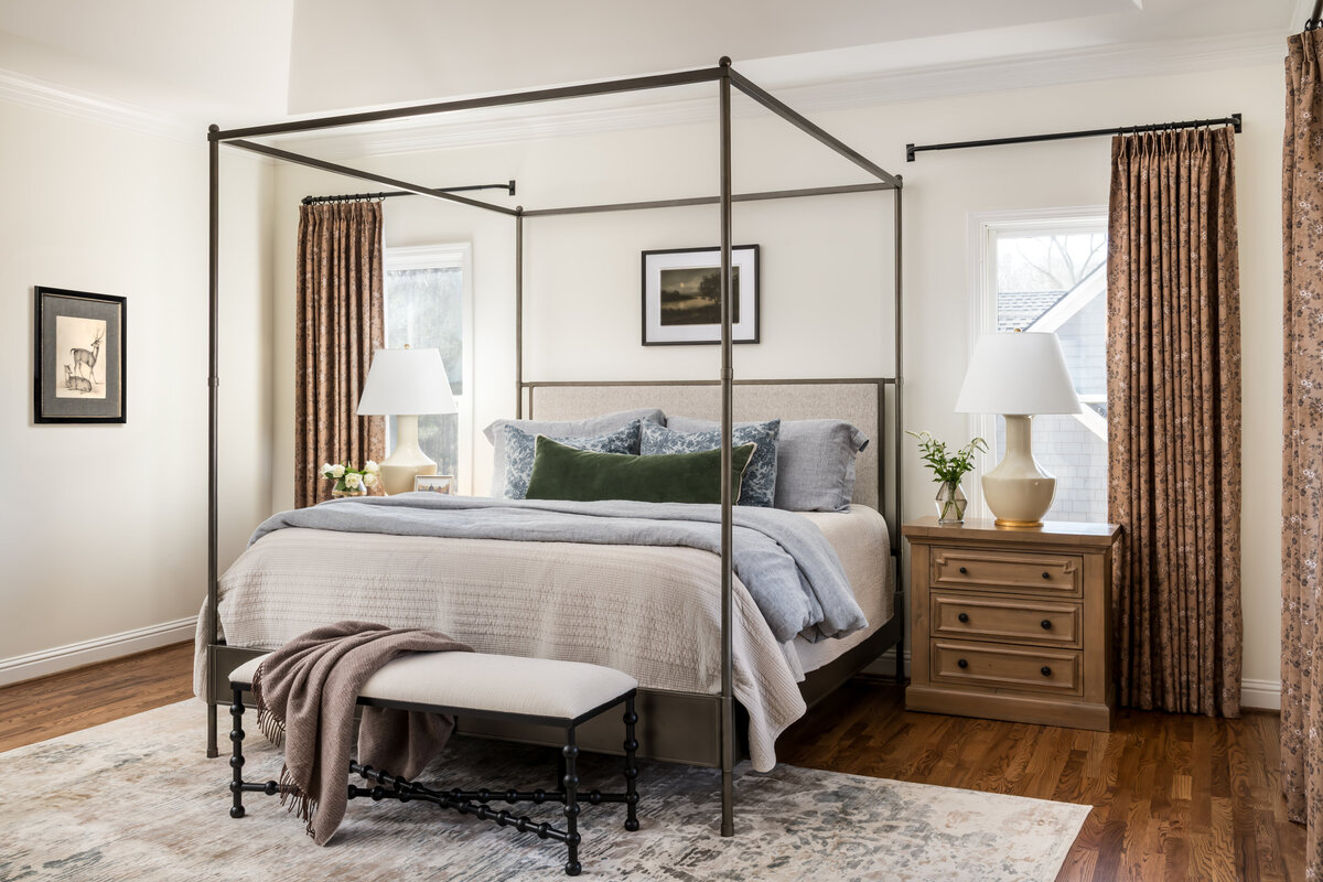 Custom Primary Bedroom Renovation Marble White Custom Cabinetry Marietta Georgia Ashley Gentile Interior Designer Atlanta