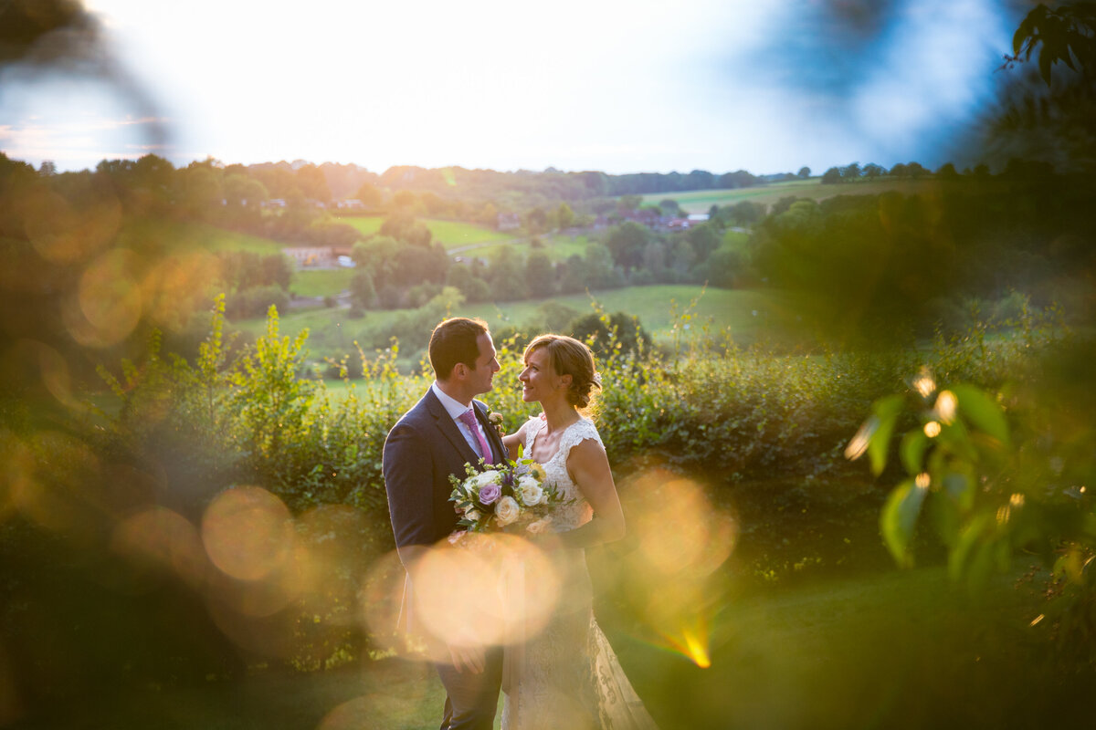 Bride and Groom at sunset at Arley House & Gardens