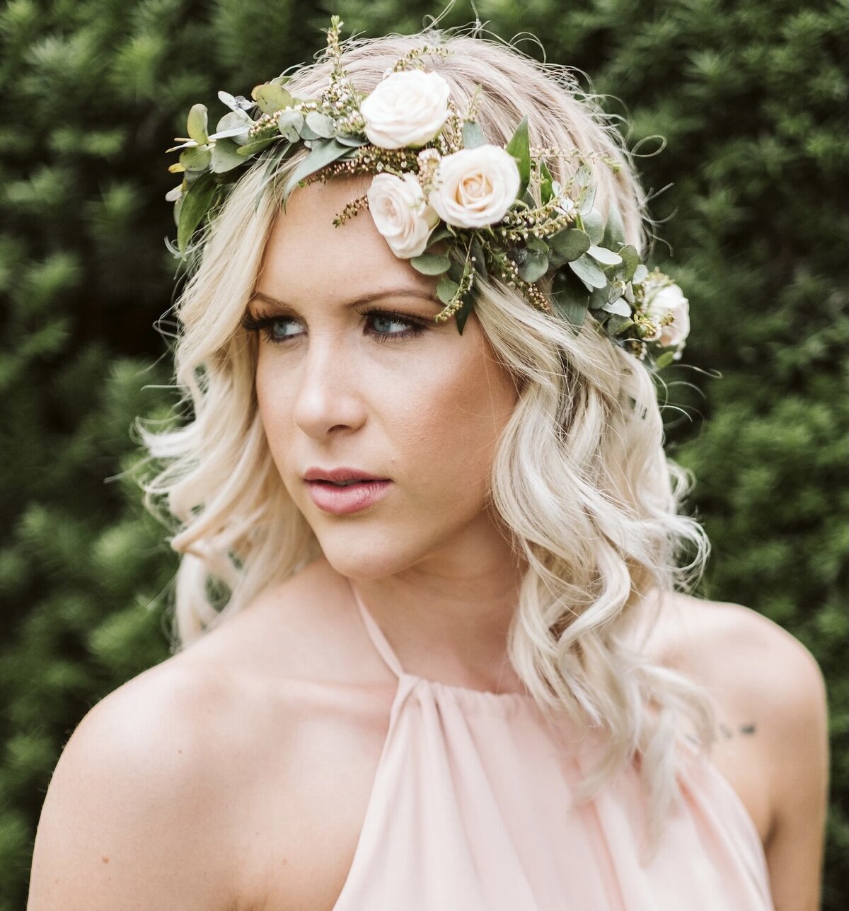 bridesmaid with flower crown