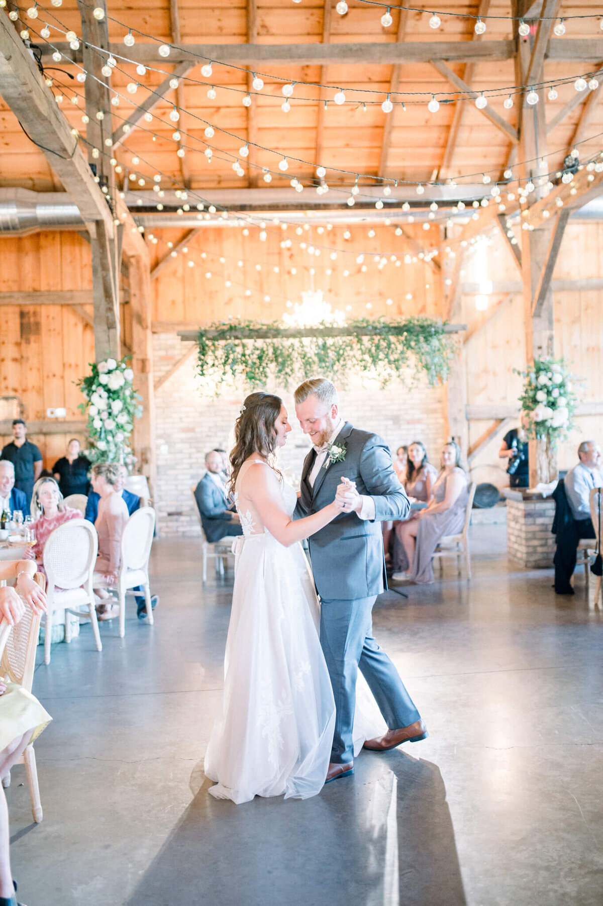 Bride and Groom take their first dance in their Toronto barn wedding
