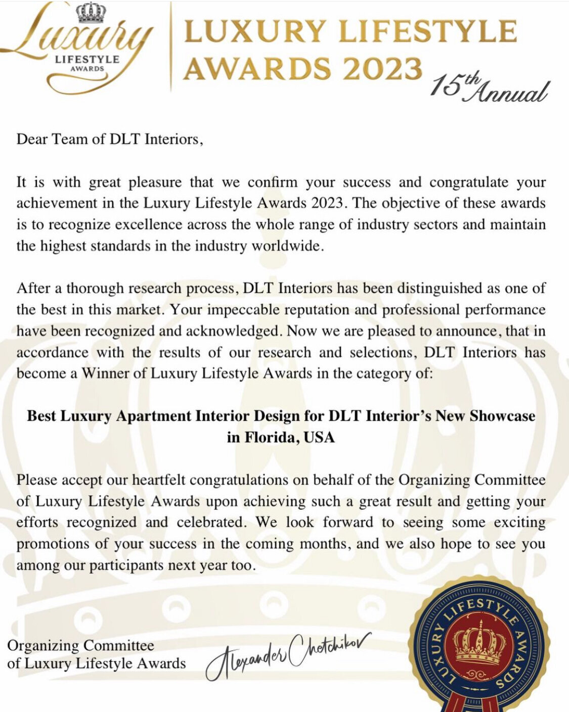 Miami Interior Design-Lifestyle Luxury Interiors 2022-Award