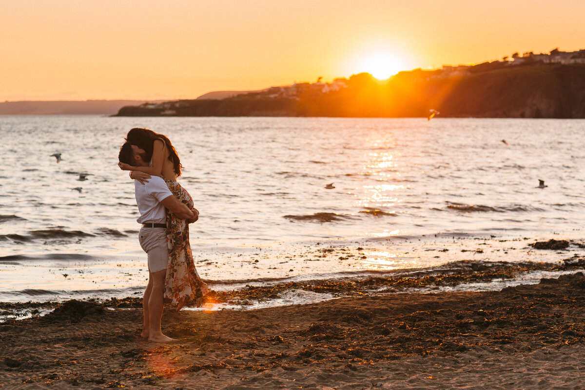 Couple Shoot at Sunset at Bantham Beach Devon