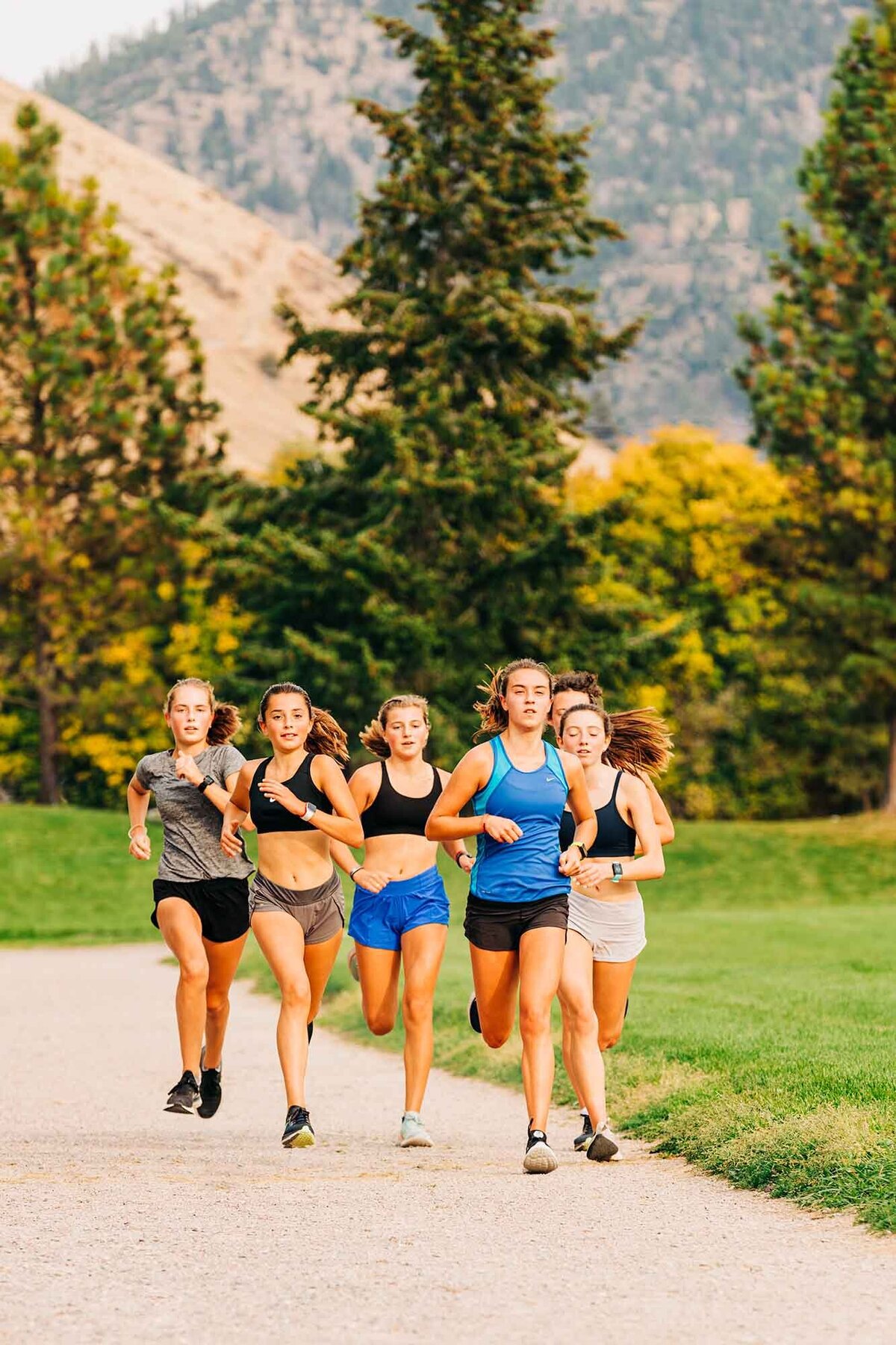 Female runners at University of Montana track practice