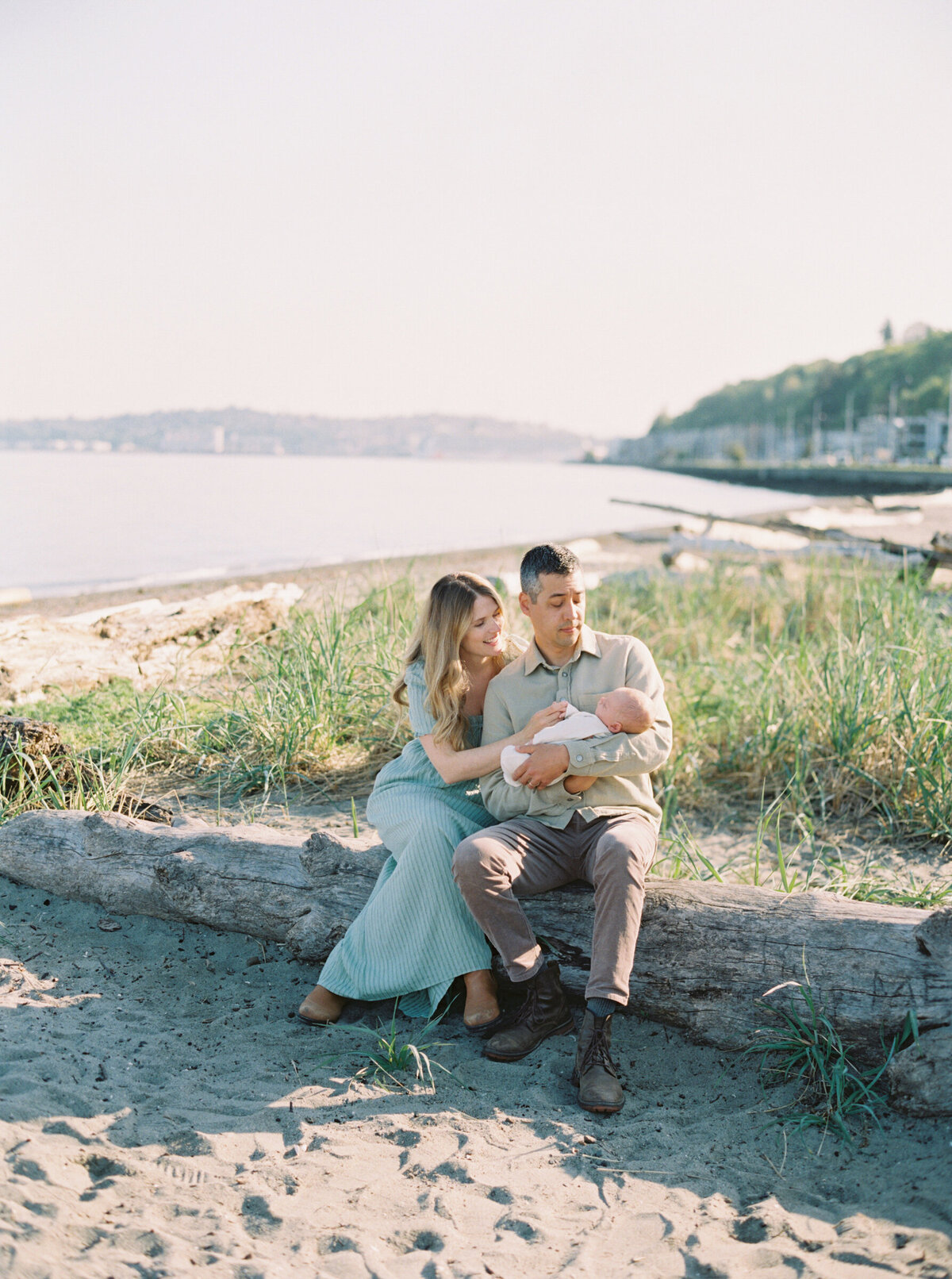 Seattle outdoor newborn photos captured on film at Alki Beach