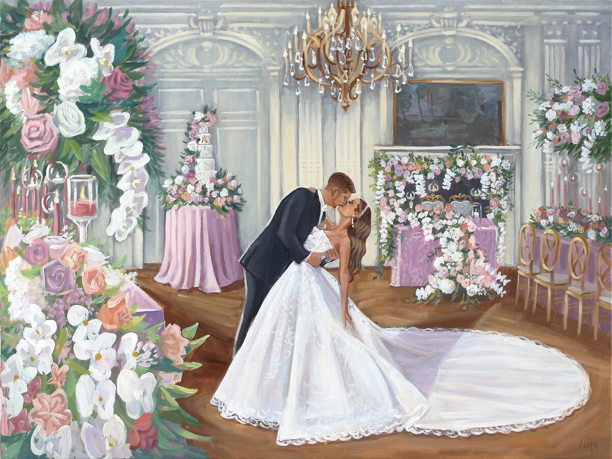 Rosecliff Mansion Live Wedding Painting, Newport, RI