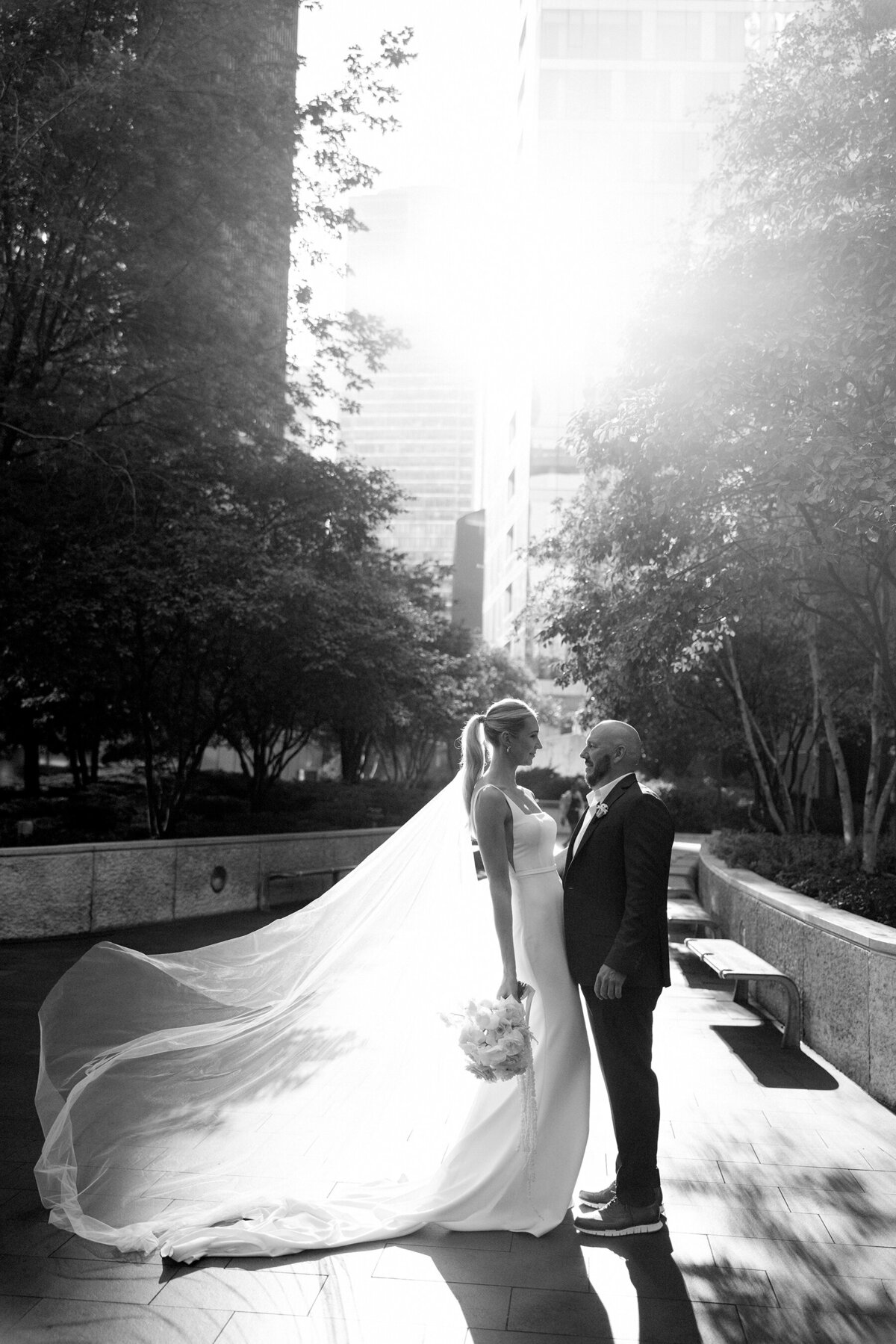 Brides cathedral vel glowing in evening light