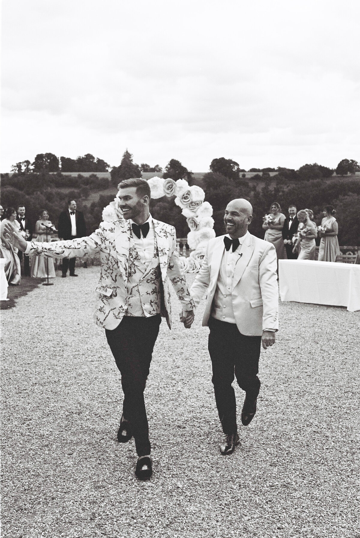 35mm image of outdoor wedding ceremony at Orchardleigh Estate