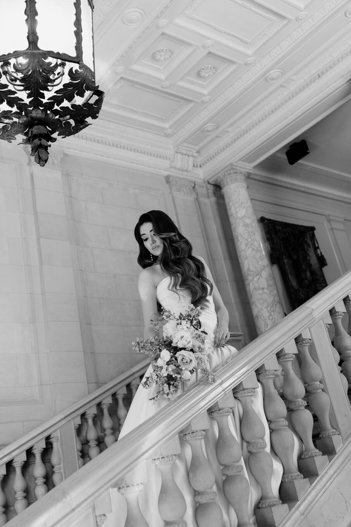 Wedding Photographer in VT | Sincerely Liz Photography Documentary Wedding, Engagement, Elopement, Maternity and Newborn Photographer in New England | Bride walking up the stairs in a New England mansion wedding venue