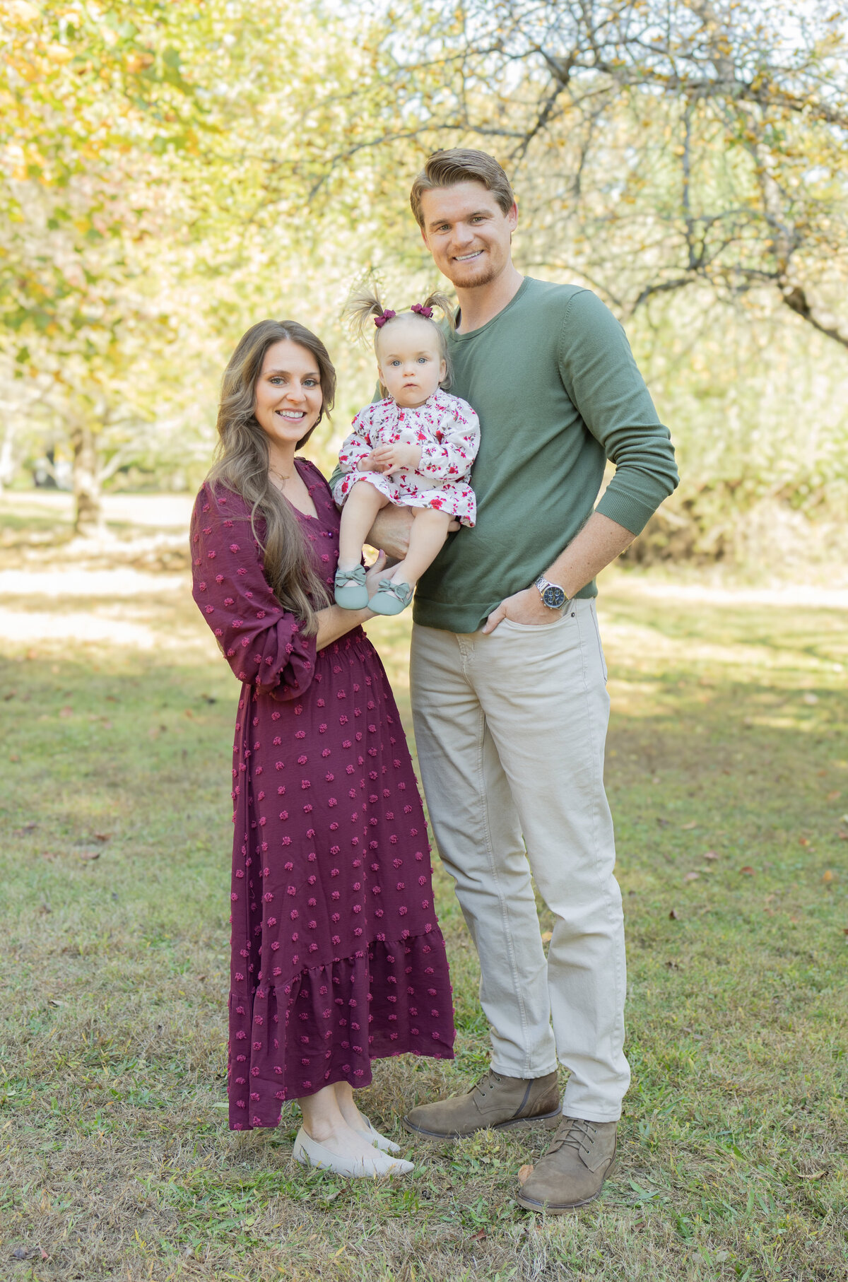 Beautiful outdoor family portrait with fall foliage and soft natural lighting near Paramus, NJ