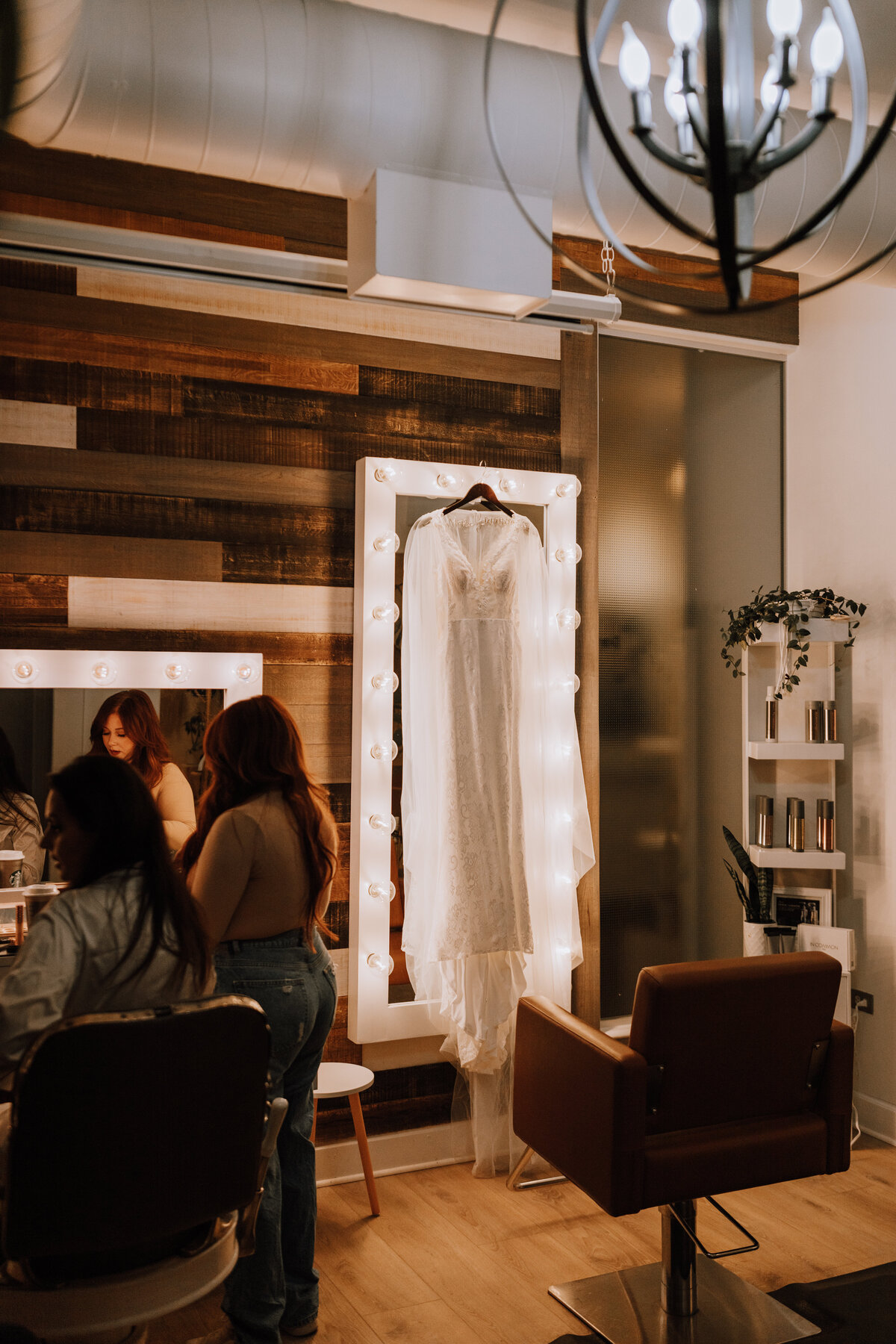 brides dress at ember salon