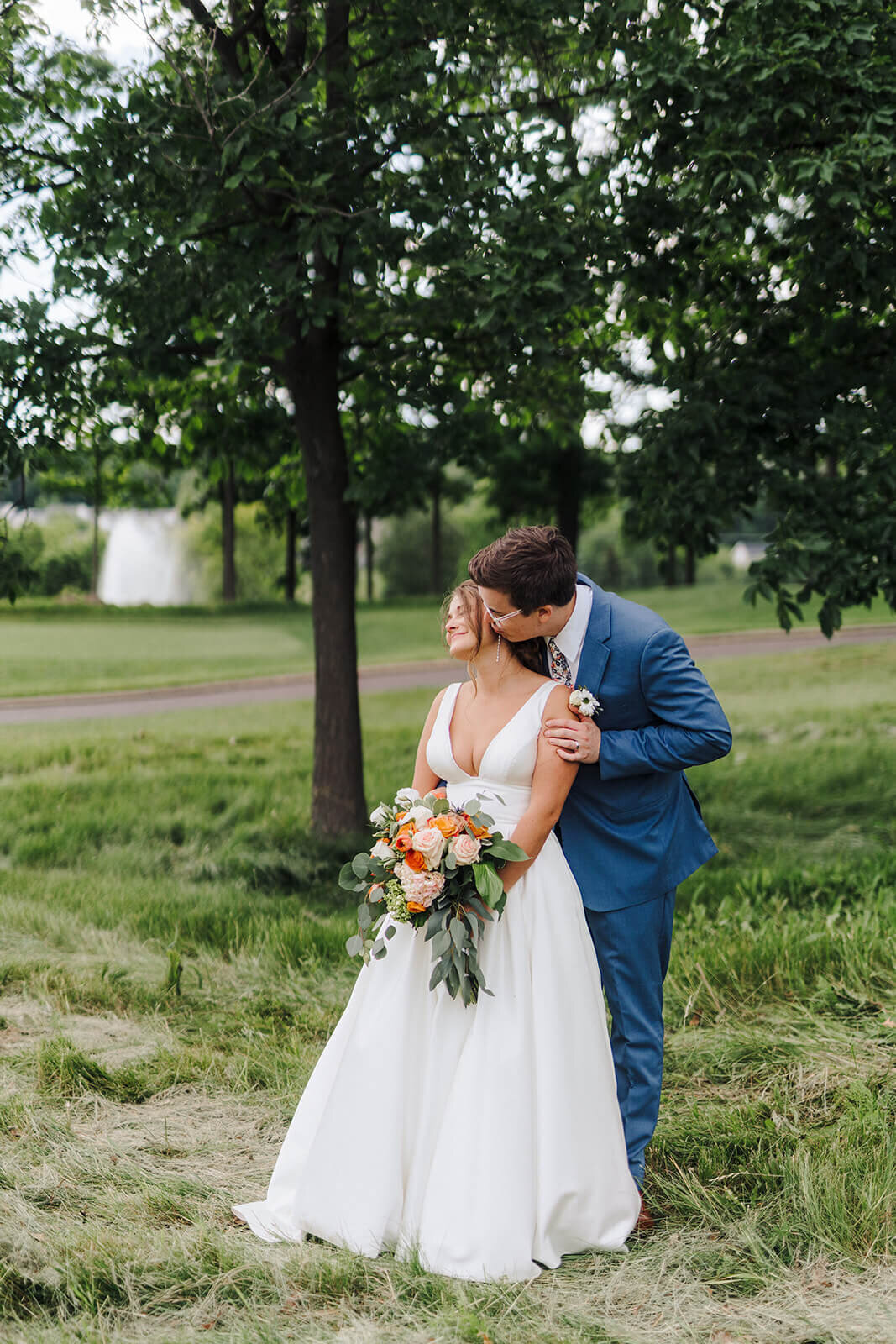 Bride and groom portrait at Oswego wedding, NY