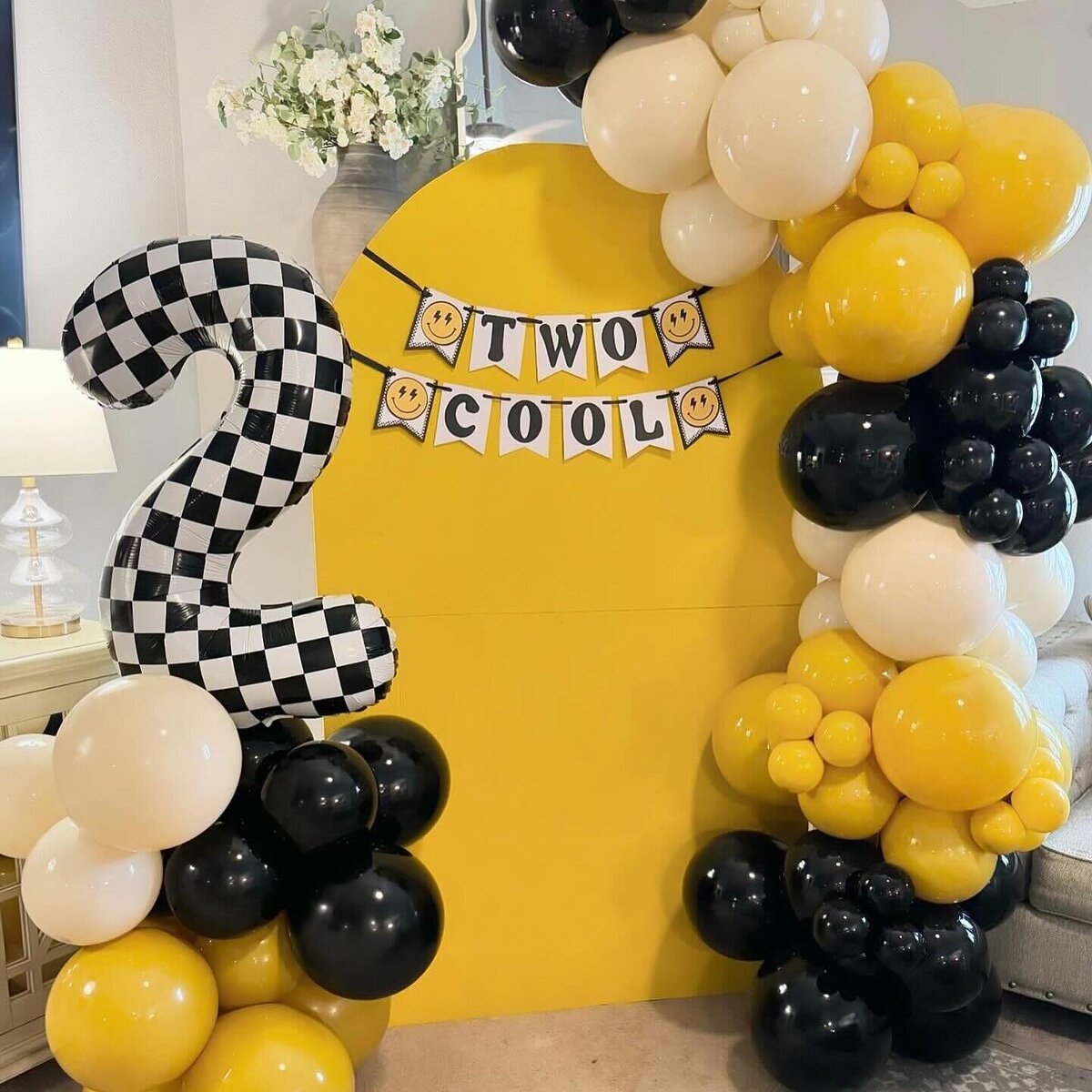 black yellow two cool party decor balloons Stand Out Balloons