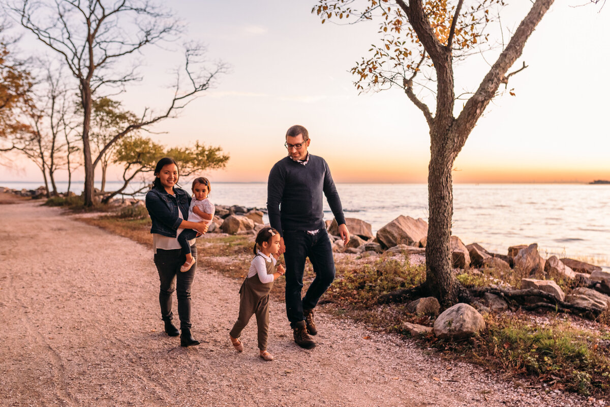 Family sunset photo shoot in Greenwich CT beach