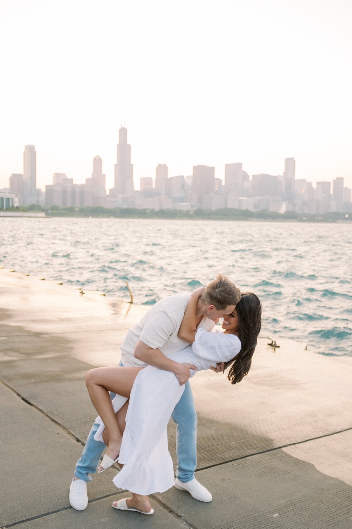 Sunset Engagement Photo at Chicago's Museum Campus