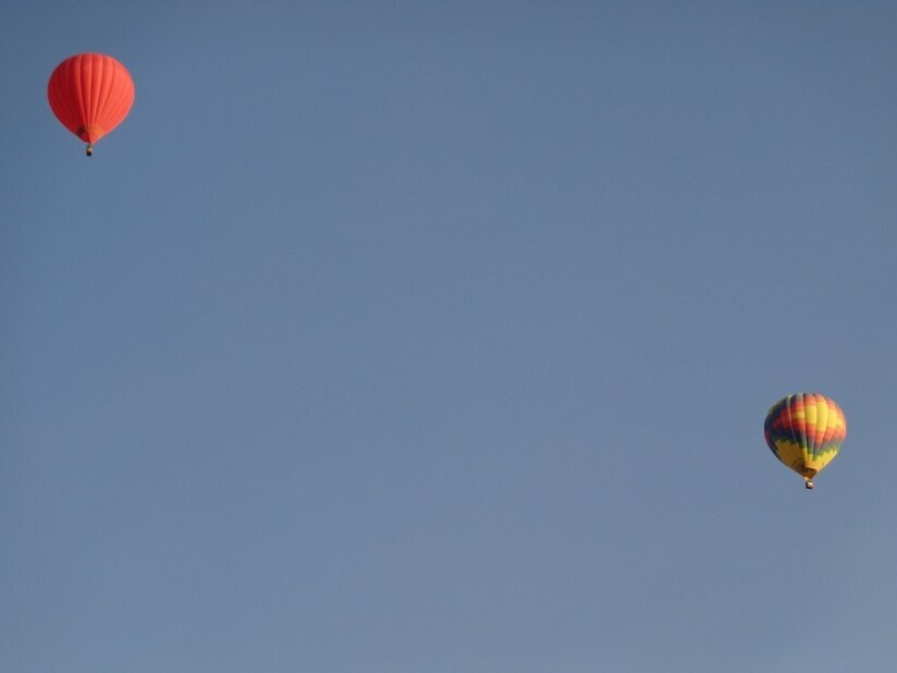 Hot air balloons overhead