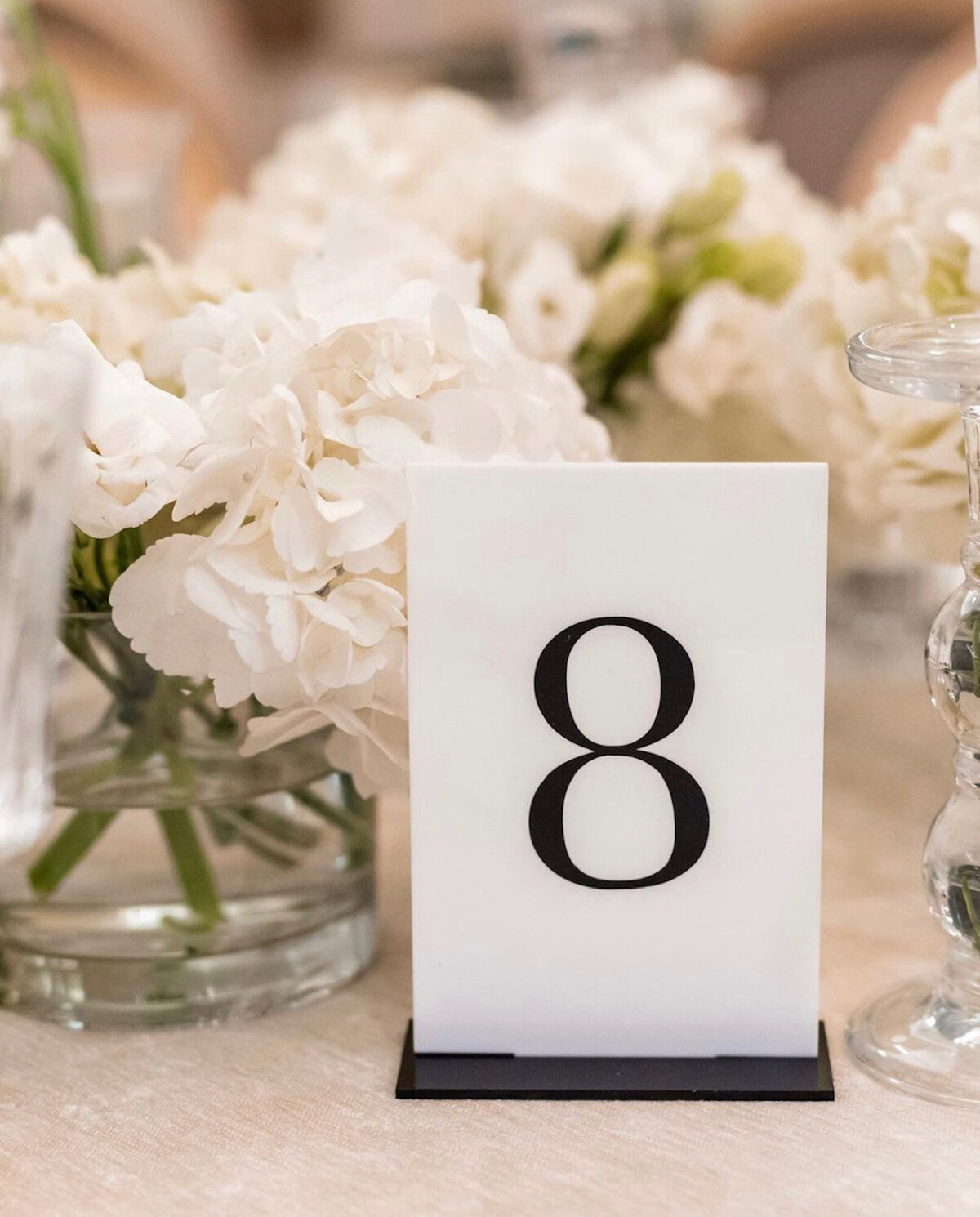 Modern black and white table numbers for rent in the Bay Area