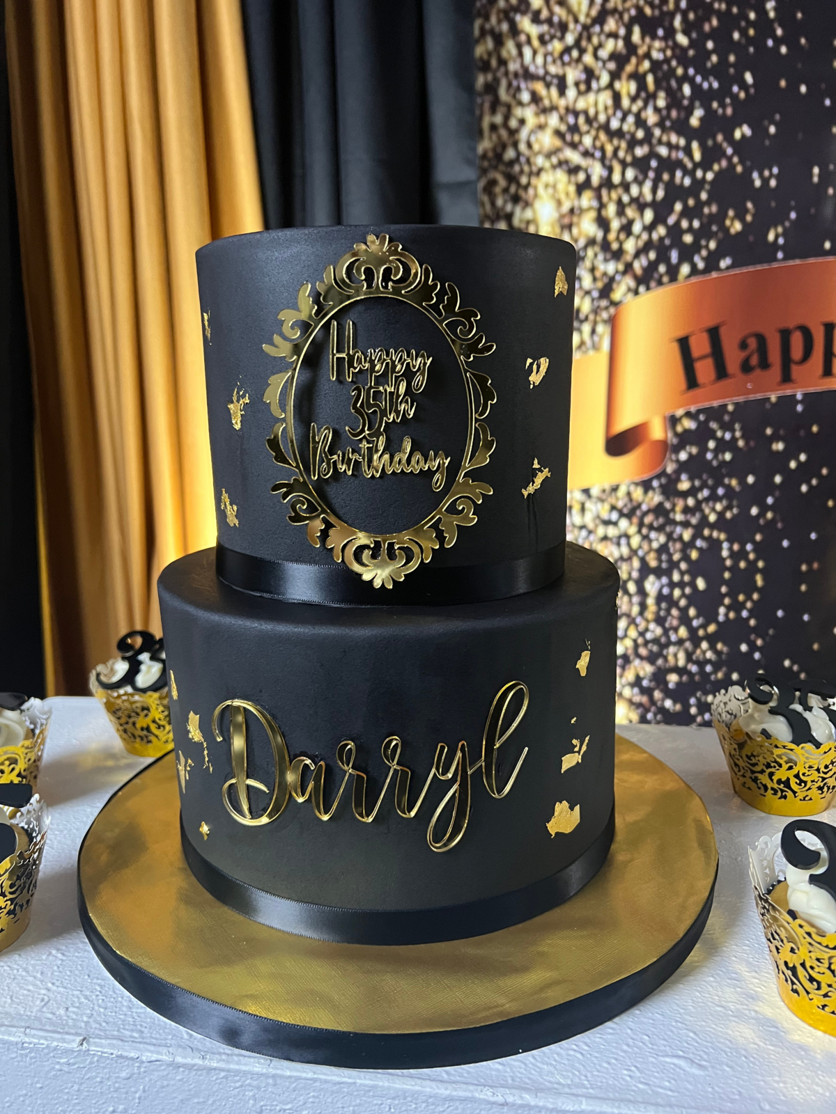 35th Black and Gold Cake