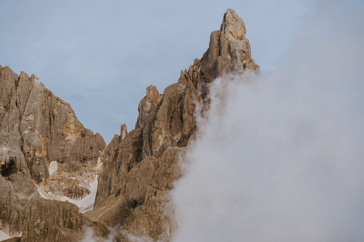 Mountains and clouds at Passo Giau during elopement session