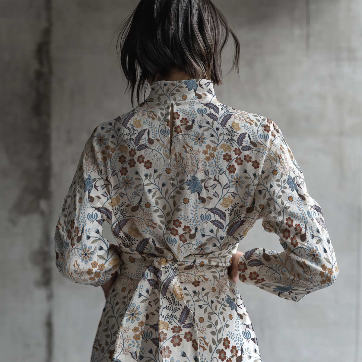 Surface pattern design for Phoebe Fabrics by Green Acre Designs cream dressing gown robe
