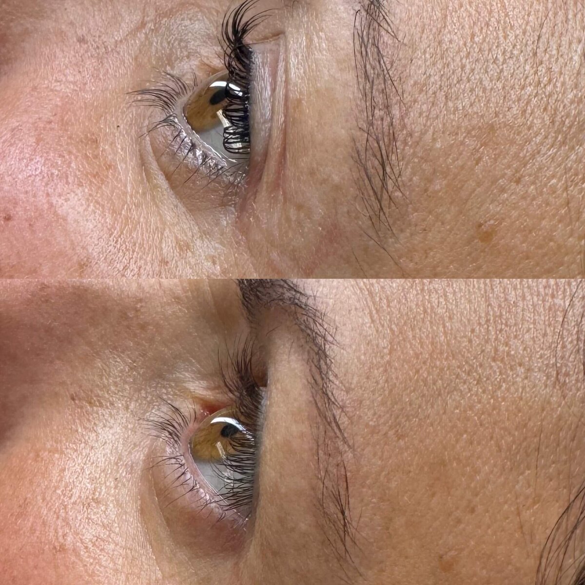 Green Bay woman's before and after with her lash lift at Stephanie Schuh Beauty. 