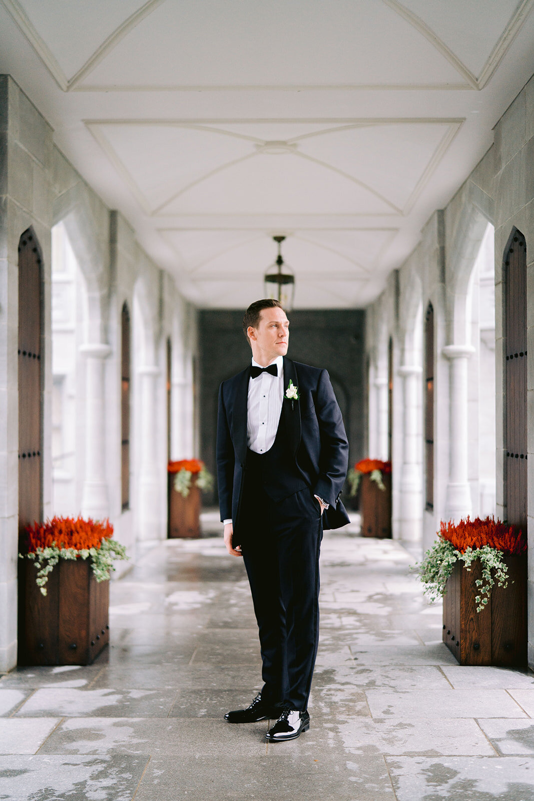 Portrait photograph of the groom at adare manor