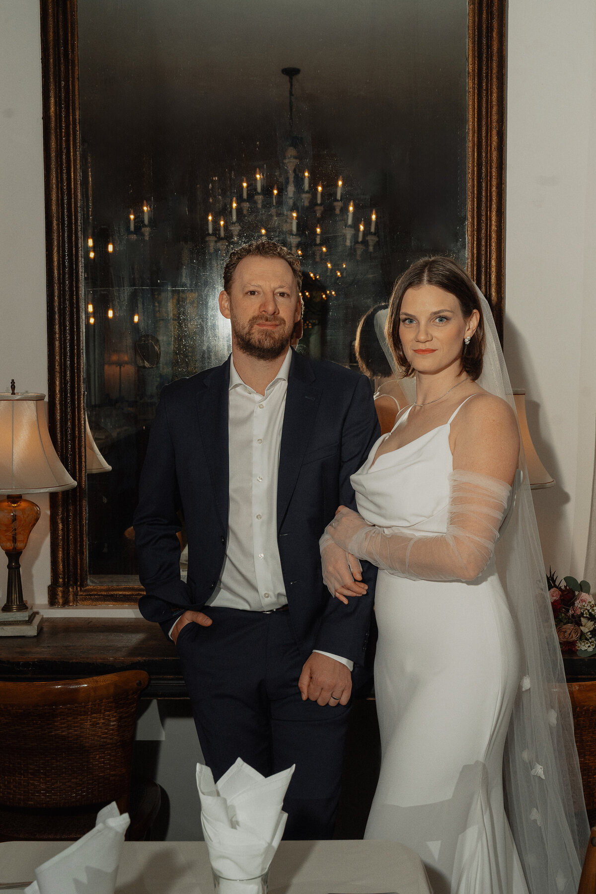 Bride and Groom during elopement photos at Cuckoos Trattoria in Coombs by Latitude 49 photography