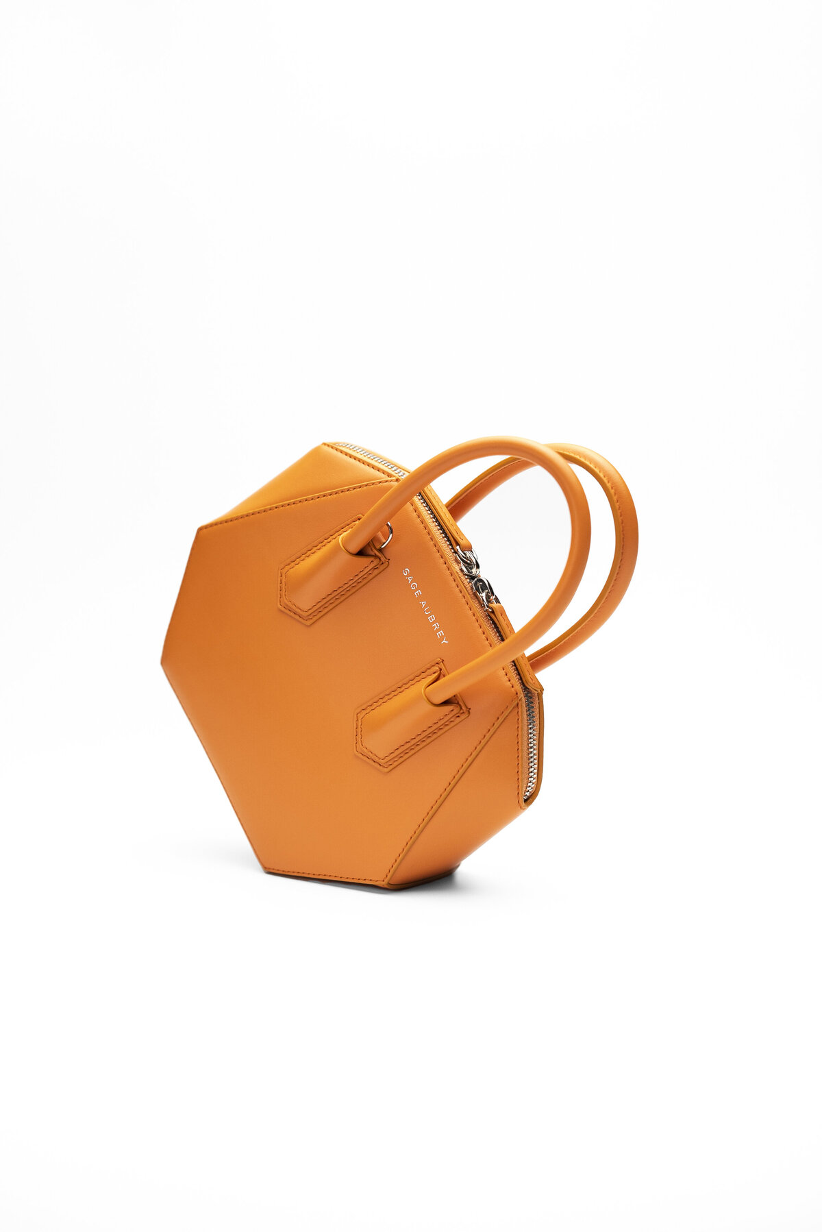 Sage Aubry geometric leather purse in orange