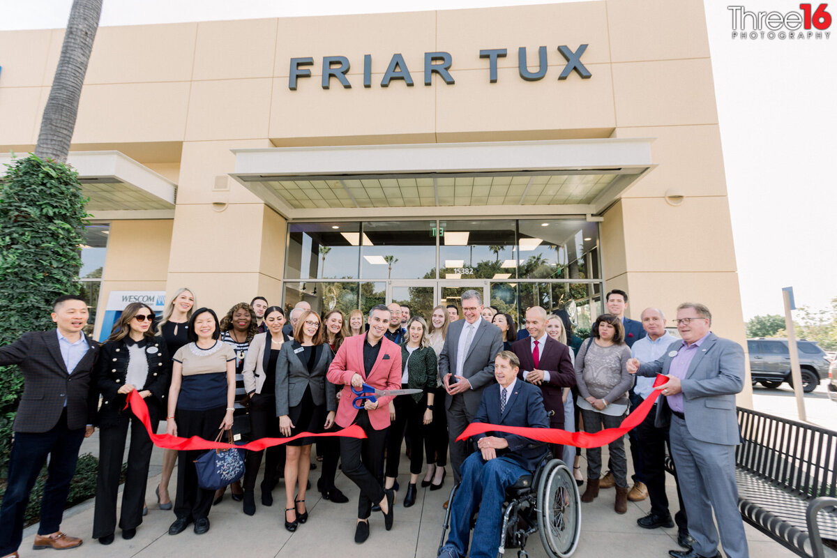 Friar Tux store opening ribbon cutting ceremony