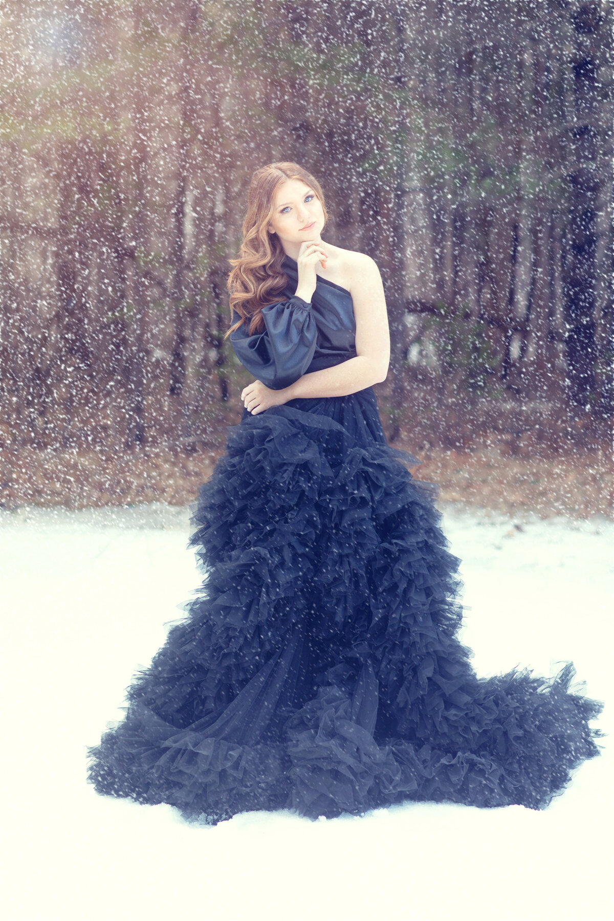 high school senior girl portrait outdoors in winter snow - Kristen Zannella Photography