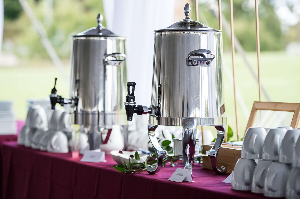 elegant coffee and tea stations set up for a corporate anniversary celebration.  Captured by Ottawa Event Photographer JEMMAN Photography COMMERCIAL