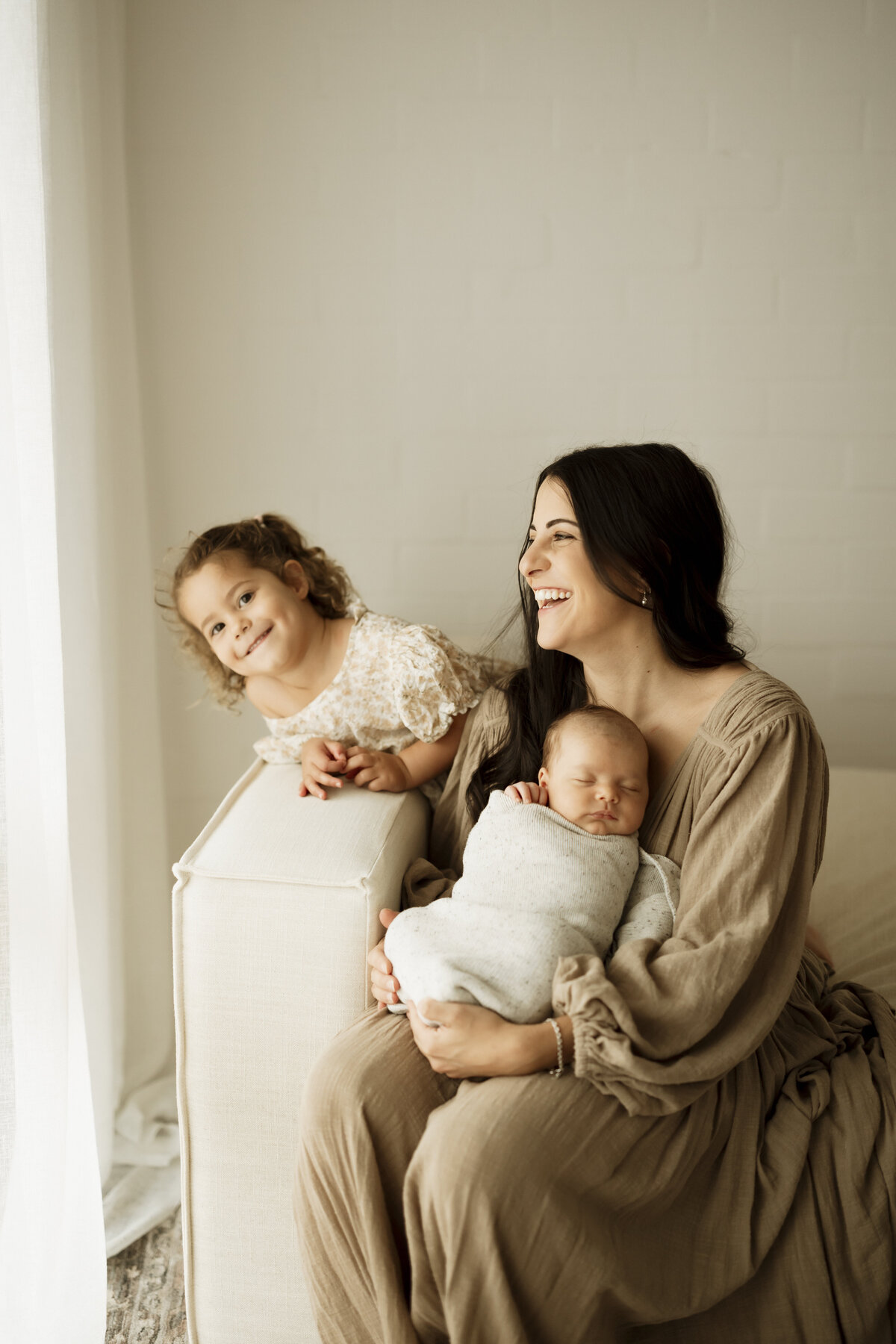 Taupe Linen V Neck Charmed - Newborn