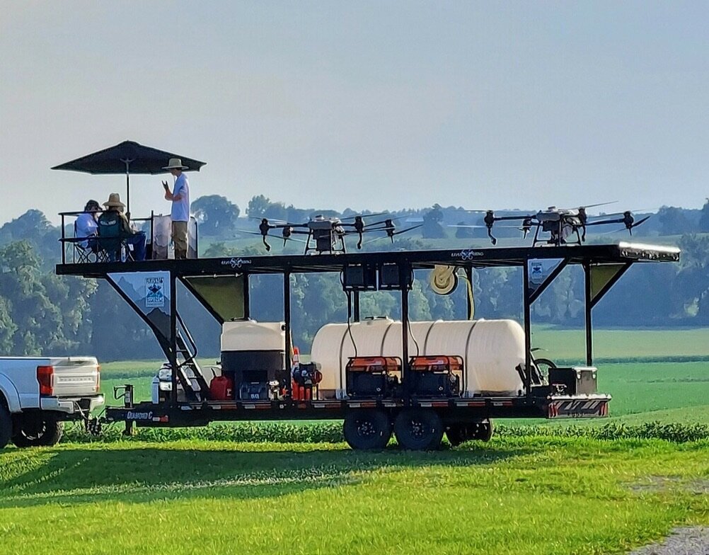 Raven 6 Rising operating on the NU Way Ag drone trailer