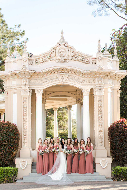 bride and bridesmaids at the Organ Pavilion Balboa Park San Diego