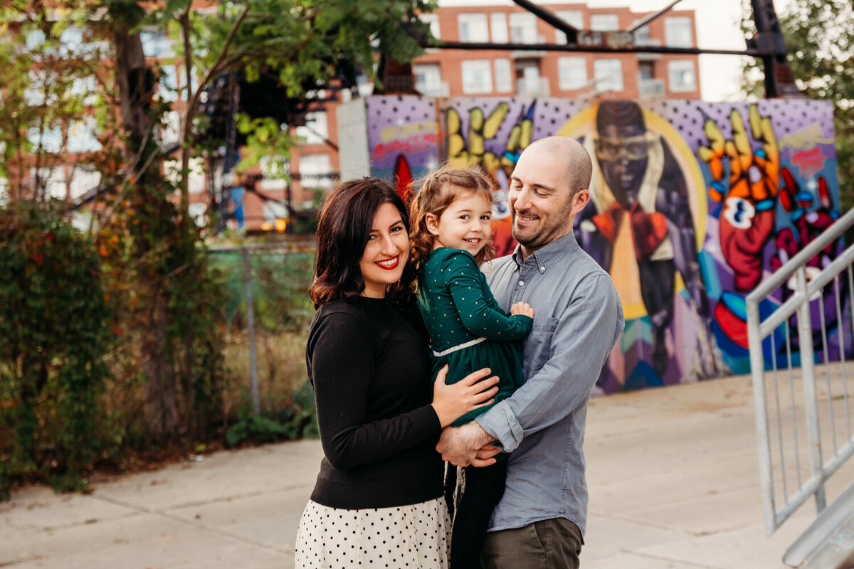 family portraits on Toronto rail path