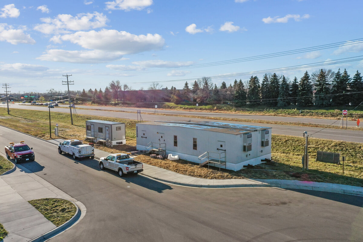Temporary trailers at a Plymouth, MN construction site