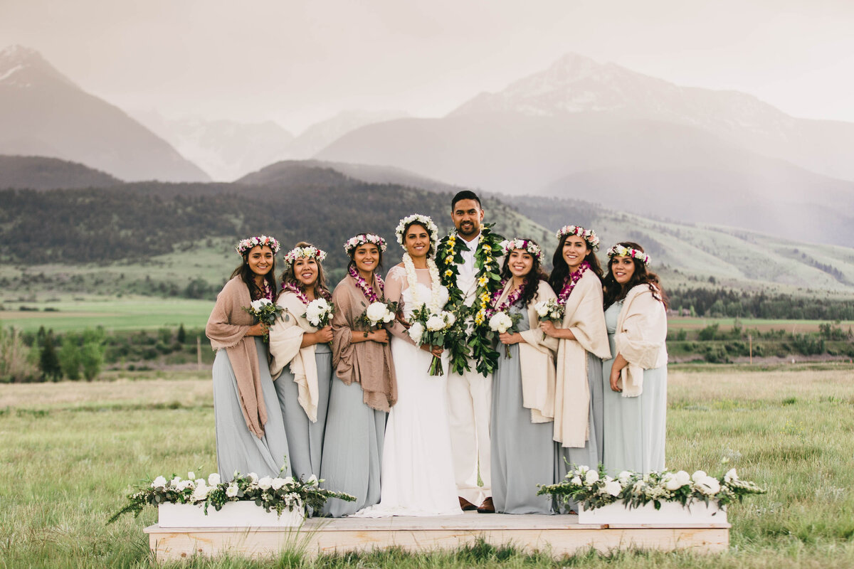 bridal party with groom