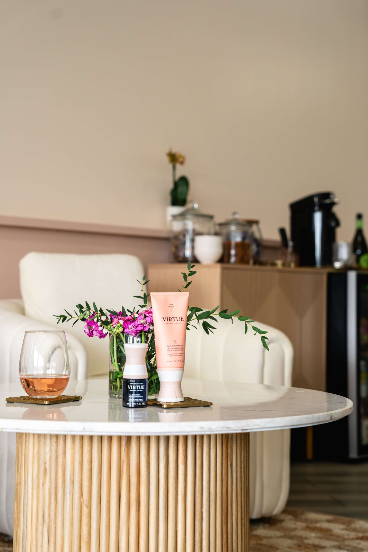 Professional photo of haircare products at salon