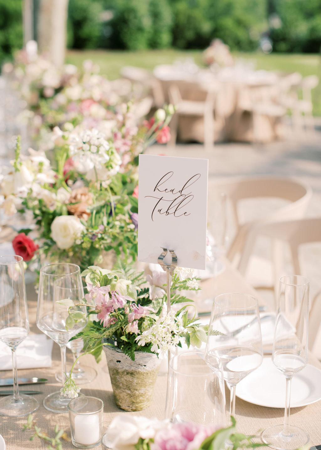 Nashville Wedding Head Table florals designed by Gradient and Hue