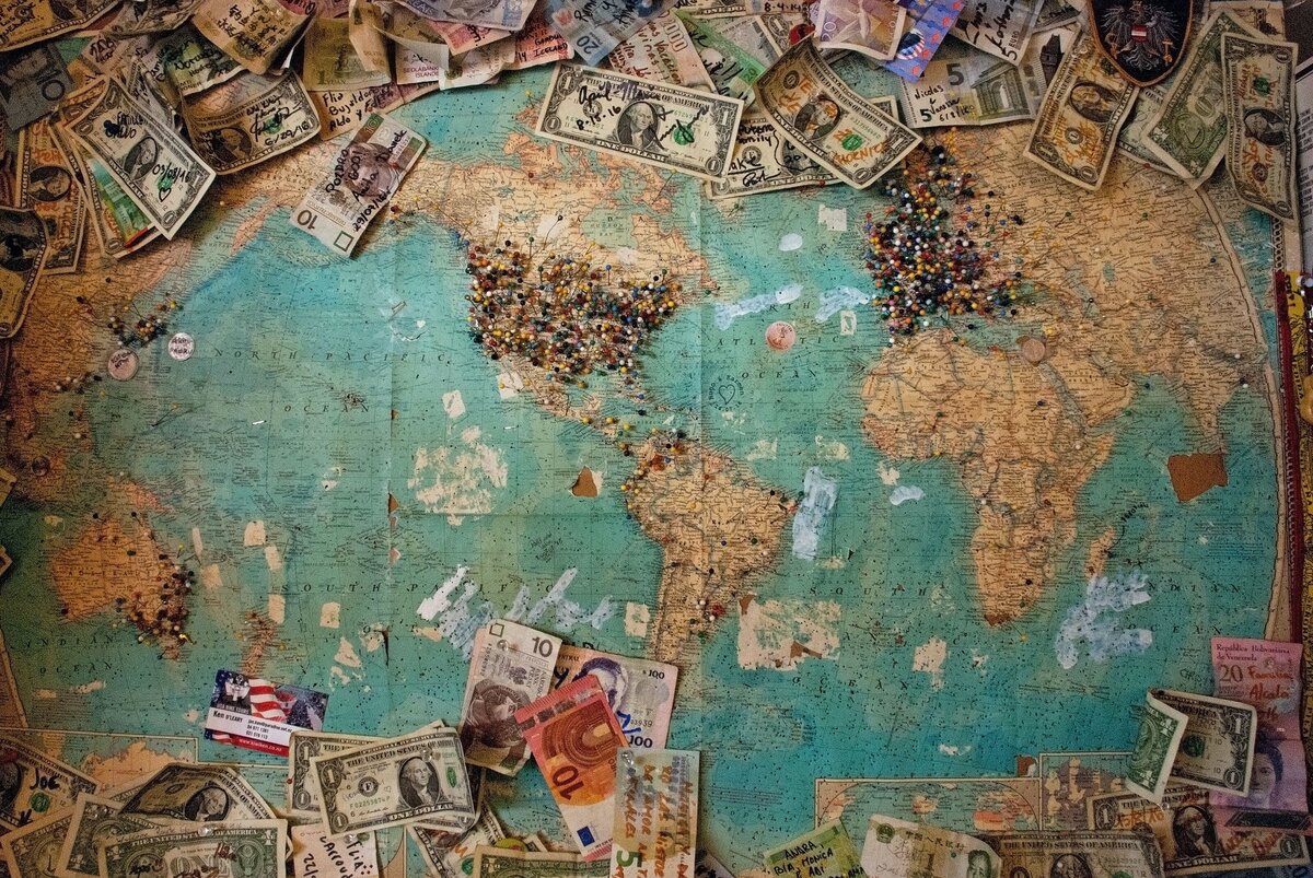 world map and money background